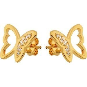 Boucles D'oreilles Plaqué Or  Papillon Zirconium 10*13mm