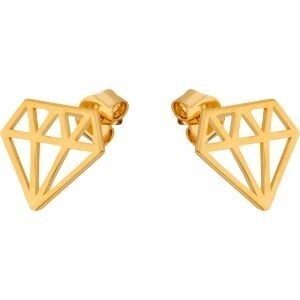 Boucles D'oreilles Plaqué Or Forme Diamant 10*13mm