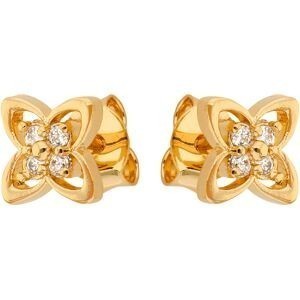 Boucles D'oreilles Plaqué Or Fleur Zirconium 8.5mm