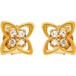 Boucles D'oreilles Plaqué Or Fleur 8mm Zirconium 2mm