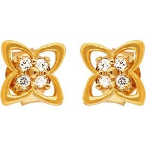Boucles D'oreilles Plaqué Or Fleur 8mm Zirconium 2mm