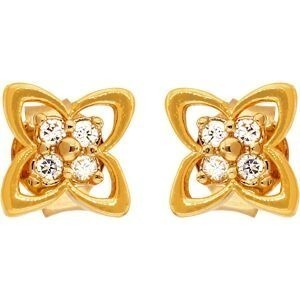 Boucles D'oreilles Plaqué Or Fleur 8mm Zirconium 2mm