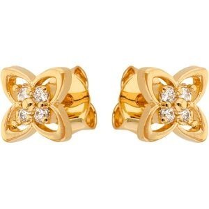 Boucles D'oreilles Plaqué Or Fleur 8mm Zirconium 2mm