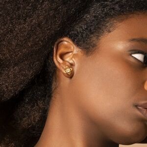 Boucles D'oreilles Plaqué Or Fleur 8mm Zirconium 2mm