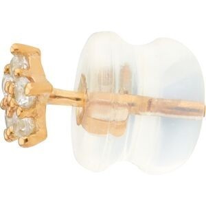 Boucles D'oreilles Or 375 Fleur Zirconium 6.5mm Fermoir Or 375Silicone
