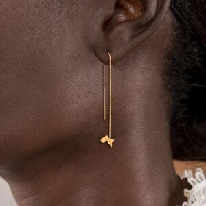 Boucles D'oreilles Or 375 Pendant 100m Carte Guadeloupe 8*5mm