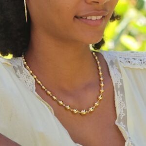 Collier Plaqué Or Grain D'or 6mm 45cm