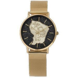 Montre Homme G97 36mm Cadran Doré Carte Guyane Orpailleur Doré Brac Mesh Doré 17.5mm 3atm