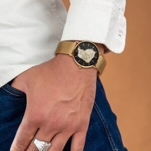 Montre Homme G97 36mm Cadran Doré Carte Guyane Orpailleur Doré Brac Mesh Doré 17.5mm 3atm