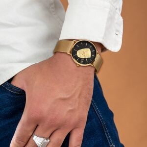 Montre Homme G97 36mm Cadtran Doré Noir Gwoka Doré Brac Mesh Doré 17.5mm 3atm
