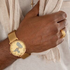 Montre Unisexe G97 36mm Cadran Gravure Doré Guadeloupe Argenté Brac Mesh Doré 17.5mm 3atm