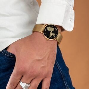 Montre Unisexe G97 36mm Cad Doré Noir Gravure Guadeloupe Dorées Brac Mesh Doré 17.5mm 3atm