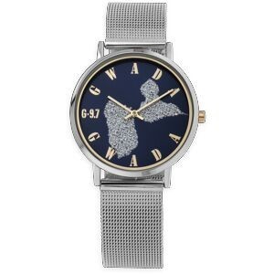 Montre Unisexe G97 36mm Cad Arg Bleu Guadeloupe Argenté Brac Mesh Argenté 17.5mm 3atm
