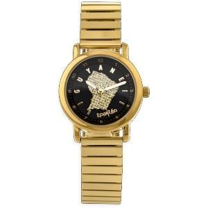 Montre Enfant Carte Guyane Doré Cadran Noir 28mm Brac Acier Doré Elastique 3 Atm