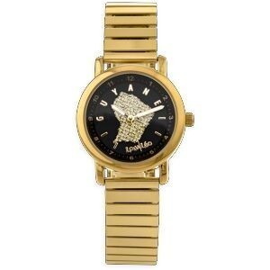 Montre Enfant Carte Guyane Doré Cadran Noir 28mm Brac Acier Doré Elastique 3 Atm