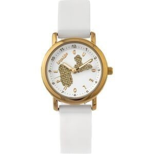 Montre Enfant Carte Guadeloupe Doré Cadran Blanc 28mm Brac Caoutchouc Blanc 3 Atm