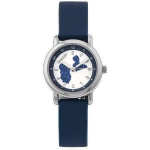 Montre Enfant Carte Guadeloupe Bleu Cadran Blanc 28mm Brac Caoutchouc Bleu 3 Atm