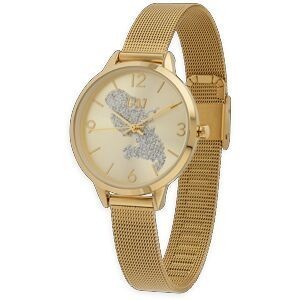 Montre Femme G97 34mm Cadran Doré Carte Martinique Argenté Brac Mesh 12mm Doré 3atm