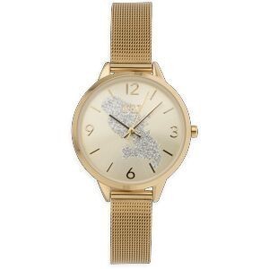 Montre Femme G97 34mm Cadran Doré Carte Martinique Argenté Brac Mesh 12mm Doré 3atm