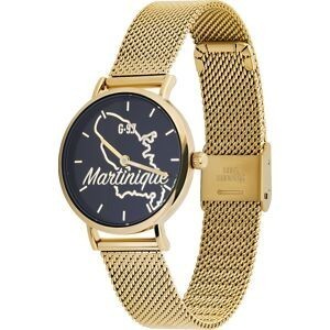Montre Femme G97 34mm Cadran Noir Carte Martinique Brac Mesh Doré 14mm 3 ATM