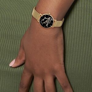 Montre Femme G97 34mm Cadran Noir Carte Martinique Brac Mesh Doré 14mm 3 ATM