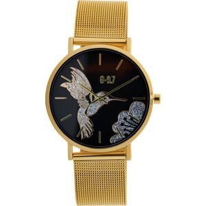 Montre Homme G97 36mm Cadran Noir Colibri Brac Mesh Doré 18mm 3 ATM