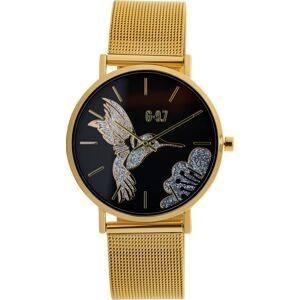 Montre Homme G97 36mm Cadran Noir Colibri Brac Mesh Doré 18mm 3 ATM