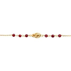 Chaîne Cheville Plaqué Or 25  à 27cm Nœud Antillais 6mm Cristal Grenat 4mm