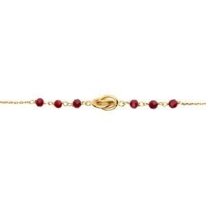 Chaîne Cheville Plaqué Or 25  à 27cm Nœud Antillais 6mm Cristal Grenat 4mm