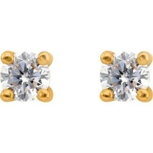 Boucles D'oreilles Or 375 Zirconium 3mm 4 Griffes Fermoir Or 375 Silicone