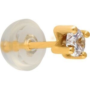 Boucles D'oreilles Or 375 Zirconium 3mm 4 Griffes Fermoir Or 375 Silicone