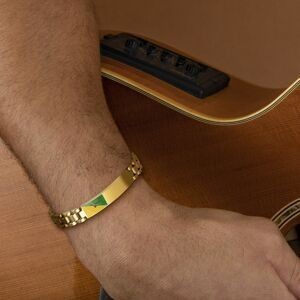 Bracelet Acier Jaune Plaque 10*44mm Drapeau Guyane Email Multicolore 10mm 19  à 22cm