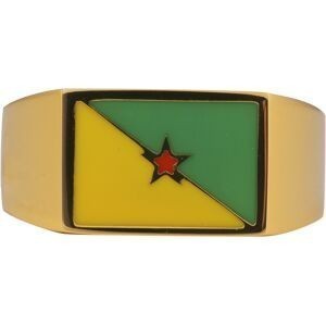Chevalière Acier Jaune Drapeau Guyane Email Multicolore 10*14mm Corps 4mm Taille 68