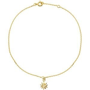 Chaîne Cheville Plaqué Or Breloques Soleil Zirconium 9mm Chaîne 1.3mm 25  à 27cm