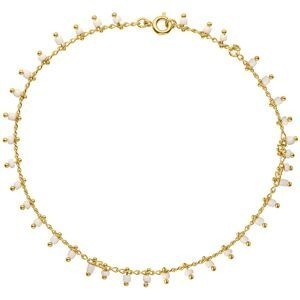Chaîne Cheville Plaqué Or Email Blanc 2.5mm Chaîne 1.3mm 23  à 25cm