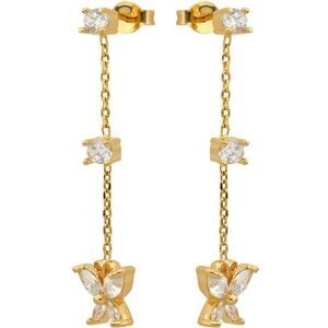 Boucles D'oreilles Plaqué Or Zirconium Papillon 9*11mm Pendant 47mm