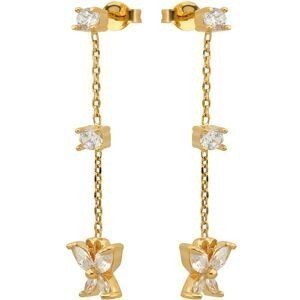 Boucles D'oreilles Plaqué Or Zirconium Papillon 9*11mm Pendant 47mm