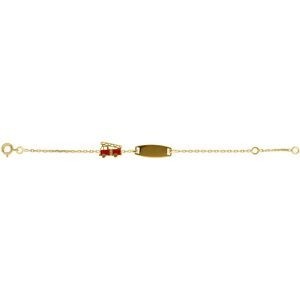 Bracelet Identité PlaquéOr Chaîne1.5mm Plaq.7*19mm Camion Pom.Email8*12mm 13  à 15cm