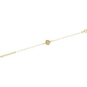 Chaîne Cheville PlaquéOr Dollar DesSables10mm EmailBlanc1.7mm Chaîne1.5mm25 à 27cm