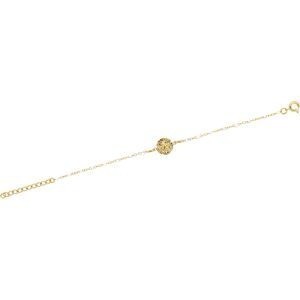 Chaîne Cheville PlaquéOr Dollar DesSables10mm EmailBlanc1.7mm Chaîne1.5mm25 à 27cm