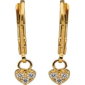 Boucles D'oreilles Plaqué Or Cœur Zirconium 5mm Pendant 22mmm