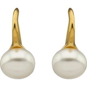 Boucles D'oreilles Plaqué Or Perle Culture Bouton 8mm Pendant 15mm