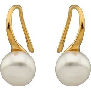 Boucles D'oreilles Plaqué Or Perle Culture Bouton 8mm Pendant 15mm