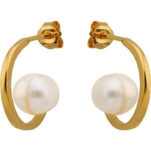 Boucles D'oreilles Plaqué Or Perle Culture Bouton 7mm Pendant 18mm