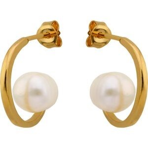 Boucles D'oreilles Plaqué Or Perle Culture Bouton 7mm Pendant 18mm