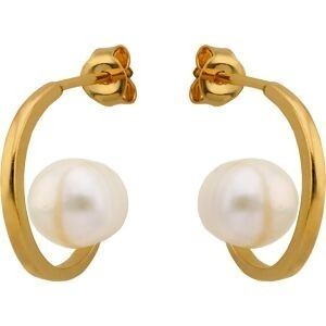 Boucles D'oreilles Plaqué Or Perle Culture Bouton 7mm Pendant 18mm