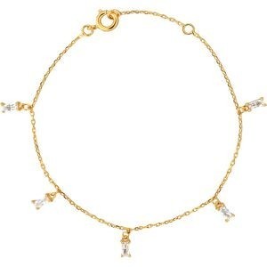 Bracelet Plaqué Or Pampilles Zirconium 2*4mm Chaîne 1.2mm 16 à 18cm