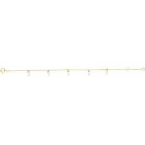 Bracelet Plaqué Or Pampilles Zirconium 2*4mm Chaîne 1.2mm 16 à 18cm