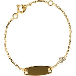 Bracelet Identité Plaqué Or Chaîne Forçat Diamanté 1.5mm Plaque 7*19mm 13 à 15cm