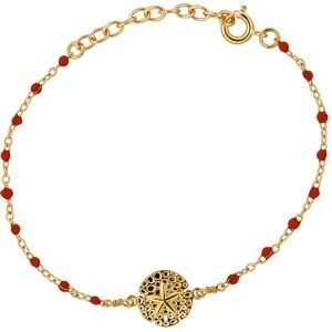 Bracelet Plaqué Or DollarDesSables 10mm Email Corail 2mm Chaîne 1.5mm 15 à 18cm